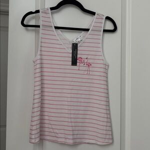 VENUS Pink and White Striped Tank Top